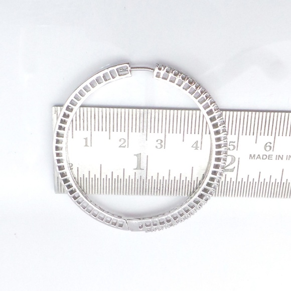 Swarovski Elements CZ Two Inch Round Hoop Earrings - Picture 2 of 3